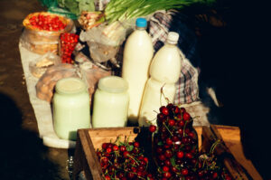Cherries and wild strawberries - semljanika - at Kosiv Market - Ukraine