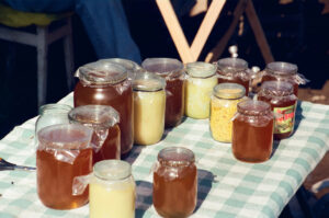 Honey jars at Kosiv Market - Ukraine