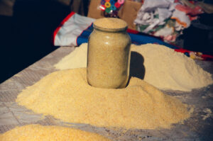 &quot;Banka&quot; with Mamaliga at Kosiv Market - Ukraine
