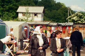 Ukrainian ladies shoping at Kosiv Market - Ukraine