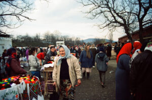 Shopping died wool at Kosiv Market - Ukraine