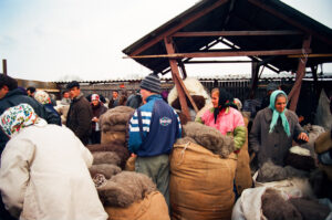Wool merchants at Kosiv Market - Ukraine