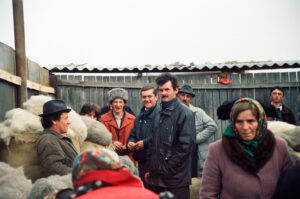 Wool merchants waiting for customers at Kosiv Market - Ukraine