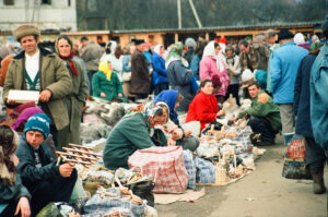 Wood products on display at Kosiv Market - Ukraine