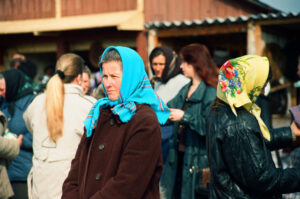 Ukrainian woman waiting at Kosiv Market - Ukraine